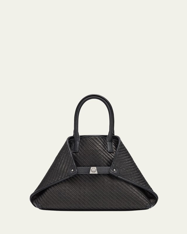 Ai Small Plaid Braided Top-Handle Bag